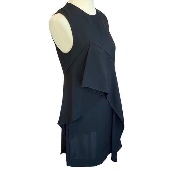 NWT Diane von Furstenberg Black Ruffle-Front Sleeveless Mini Shift Dress… - Picture 6 of 11